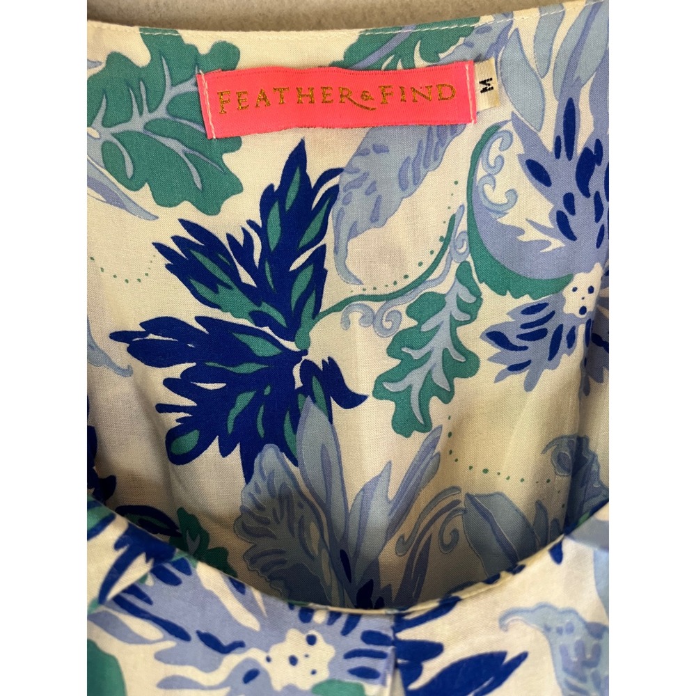 Feather & Find maxi‎ dress blue and white floral vi Sz vibrant bohemian - Picture 2 of 7